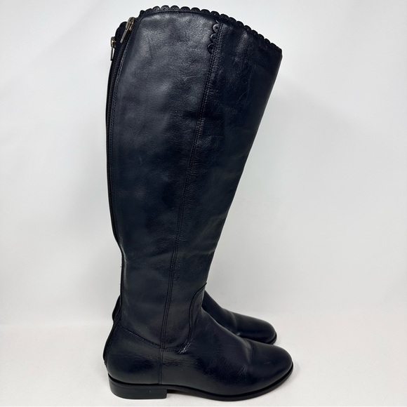Jack Rogers Lisbeth Riding Boots Leather Back Zip Tall Black Size 6 - Picture 1 of 16